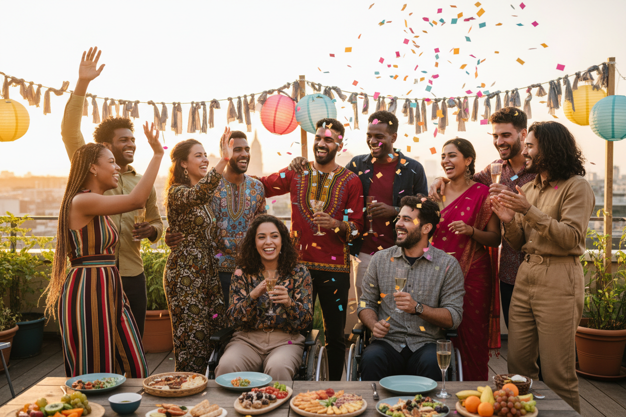 Fun diverse group of people